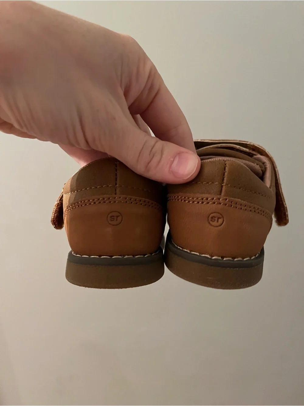 Stride Rite Brown Leather-look Casual Shoes with Hook & Loop Strap
